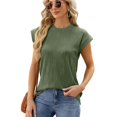 thumbnail image 2 of LYMAYTER Hauts Texturés à Manches Courtes Col Rond pour Femmes Été Décontracté T-Shirts Tricotés Blouses pour S-2TG, 2 of 10