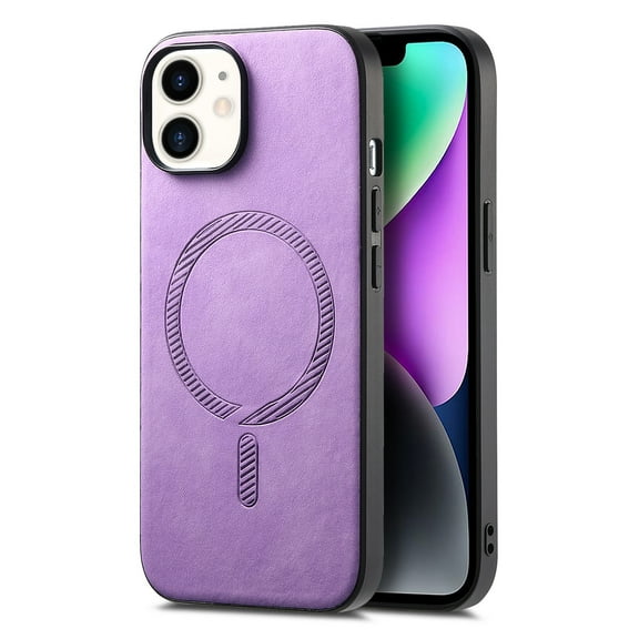 Cutyskin PU Leather Phone Case for iPhone 11 with Magnetic Car Mount & Wireless Charging – Skin-Feel Luxury Shockproof Screen Camera Protection Cover for iPhone 11, Purple