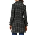 thumbnail image 3 of INSPIRE CHIC Single Breasted Pea Coat for Women's Plaid Winter Trench Outerwear XS Black, 3 of 6