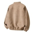 thumbnail image 5 of DPTALR Men's Classic Round Neck Leather Jacket Solid Color Long Sleeve with Zipper Pockets,Khaki, XL, 5 of 9