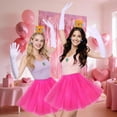 thumbnail image 2 of 5-Piece Pink Princess Cosplay Set for Women, Pink Tutu Skirt Costume Accessories with Gold Sequin Crown, Gloves & Gem Jewelry for Halloween Dress-Up, 2 of 6