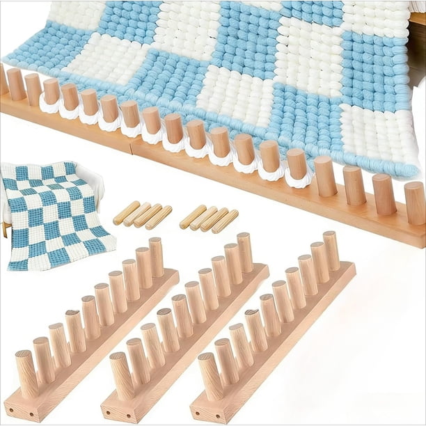 46" de Madera Knitting Loom para Mantas DIY, Marco de Tejido Ajustable para Estambre Grueso