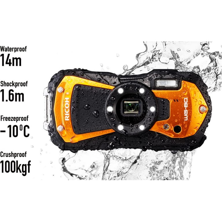 Ricoh WG-80 Orange Waterproof Digital Camera Shockproof