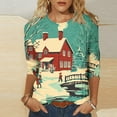 thumbnail image 2 of Womens Christmas Tops 3/4 Length Sleeve T Shirts Trendy Winter Women Blouses Formal Cotton T Shirts For Women Loose Fit Pack Fall Outfits 2025, 2 of 5