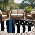 thumbnail image 5 of Blue American Flag Large Area Rugs for Bedroom Living Room, Soft Non Slip Carpet Bedside Rug, Black White Stars Stripe US Flag Round Floor Cover Kitchen Accent Rug 6' for Dining Room/Office, 5 of 9