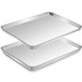 thumbnail image 2 of CEKEE Stainless Steel Baking Sheet Set of 2, Professional Cookie Sheet Pans Tray, Non-Stick & Healthy, Mirror Finish & Rust Free, Easy Clean & Dishwasher Safe (18 Inch), 2 of 4