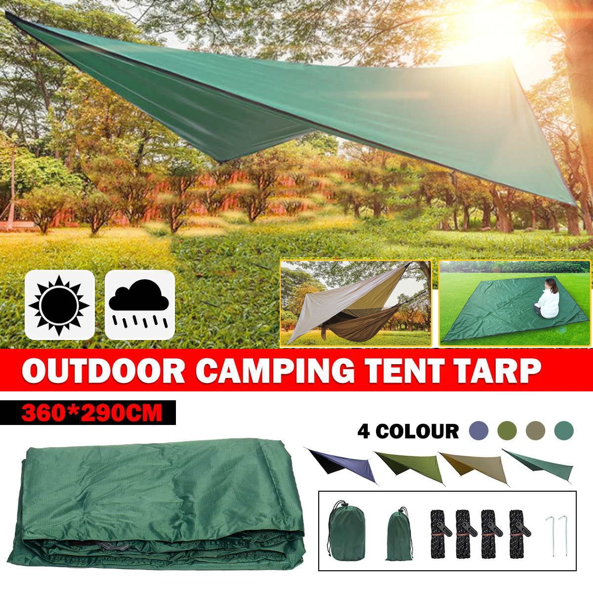 3.6x2.9M Camping Tent Hammock Tarp Rain Fly Cover Waterproof Shelter