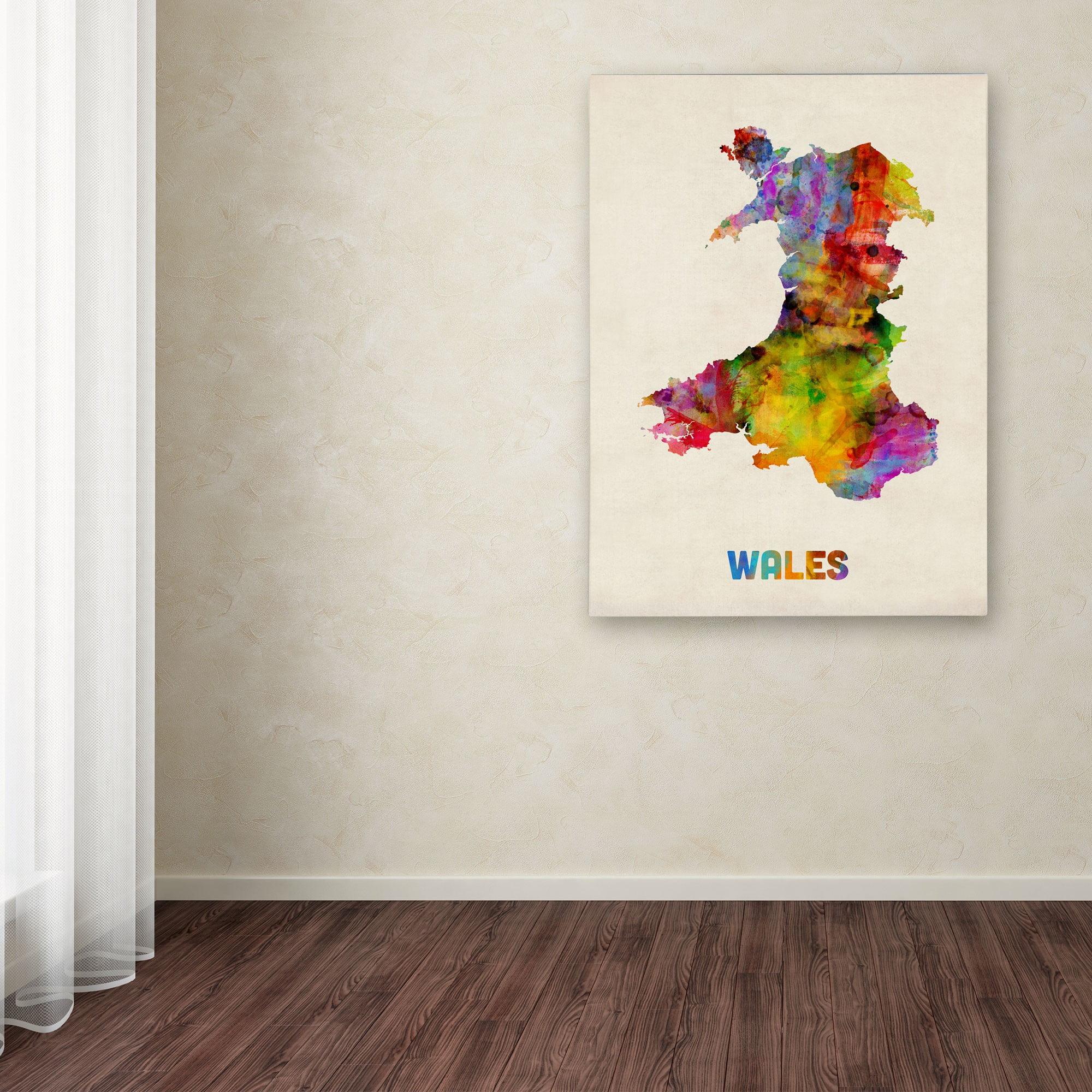 Trademark Fine Art "Wales Watercolor Map" Canvas Art by Michael Tompsett