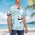 thumbnail image 3 of Gukieu Cute Panda Bear Print Men's Short-sleeved Shirts, Button-down Lapel Hawaiian Shirts, T-shirts, Beach Vacation Summer Casual Wear,XX-Large, 3 of 7