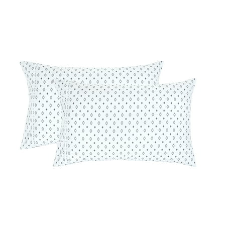 Mainstays Super Soft Brushed Microfiber Pillowcase Set, Black & White Diamond, Standard/Queen, 2 Piece