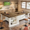 thumbnail image 4 of Finmind 55-inch Large Bar Table, 3-Tier Counter Height Pub Table with Spacious Tabletop, Farmhouse Home Bar Unit for Bistro, Basement, Brown and White, 4 of 8