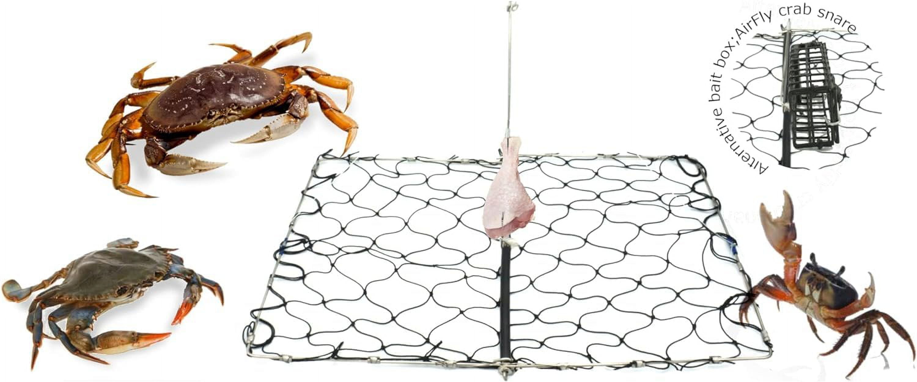 AirFly Foldable Crabjaw Trap with Bait Clip - Redesigned Rectangle Castable Crab Trap Hawk (Traps 3pcs)