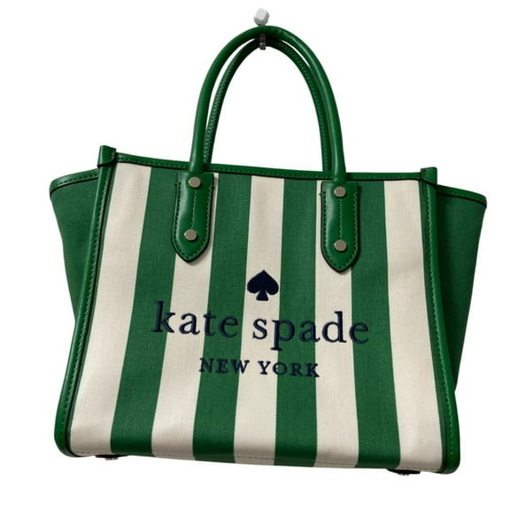 Pre-Owned Kate Spade Ella Even Stripe Jacquard 2-Way Tote Bag, Shoulder Handbag, Green, Women's