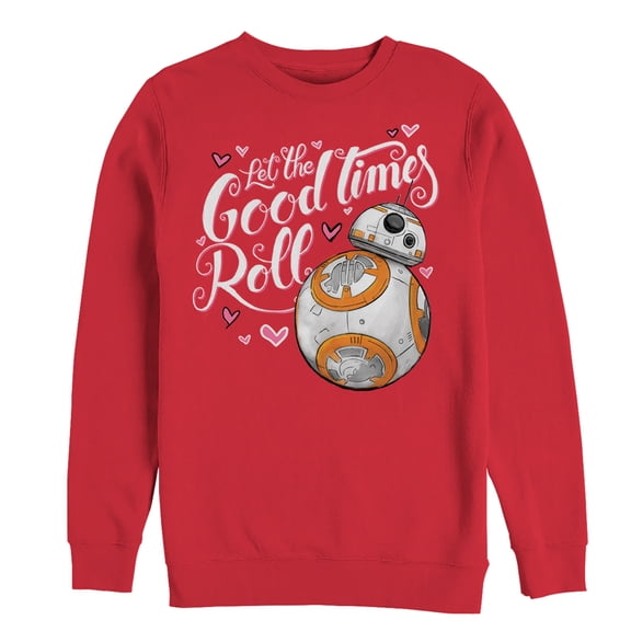 Men's Star Wars The Force Awakens Valentine BB-8 Good Times Roll  Sweatshirt Red Small