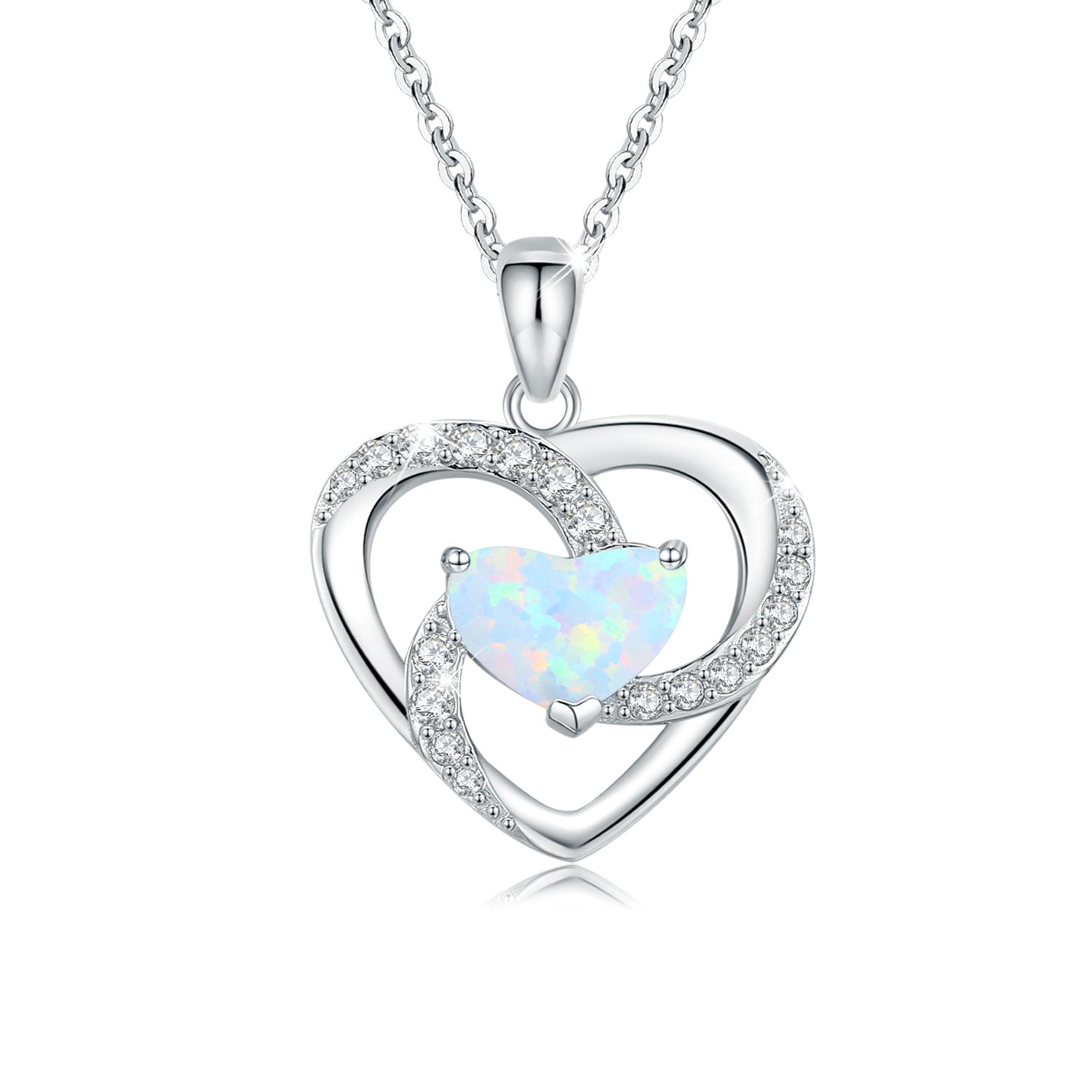 Heart Necklace Opal Jewelry 