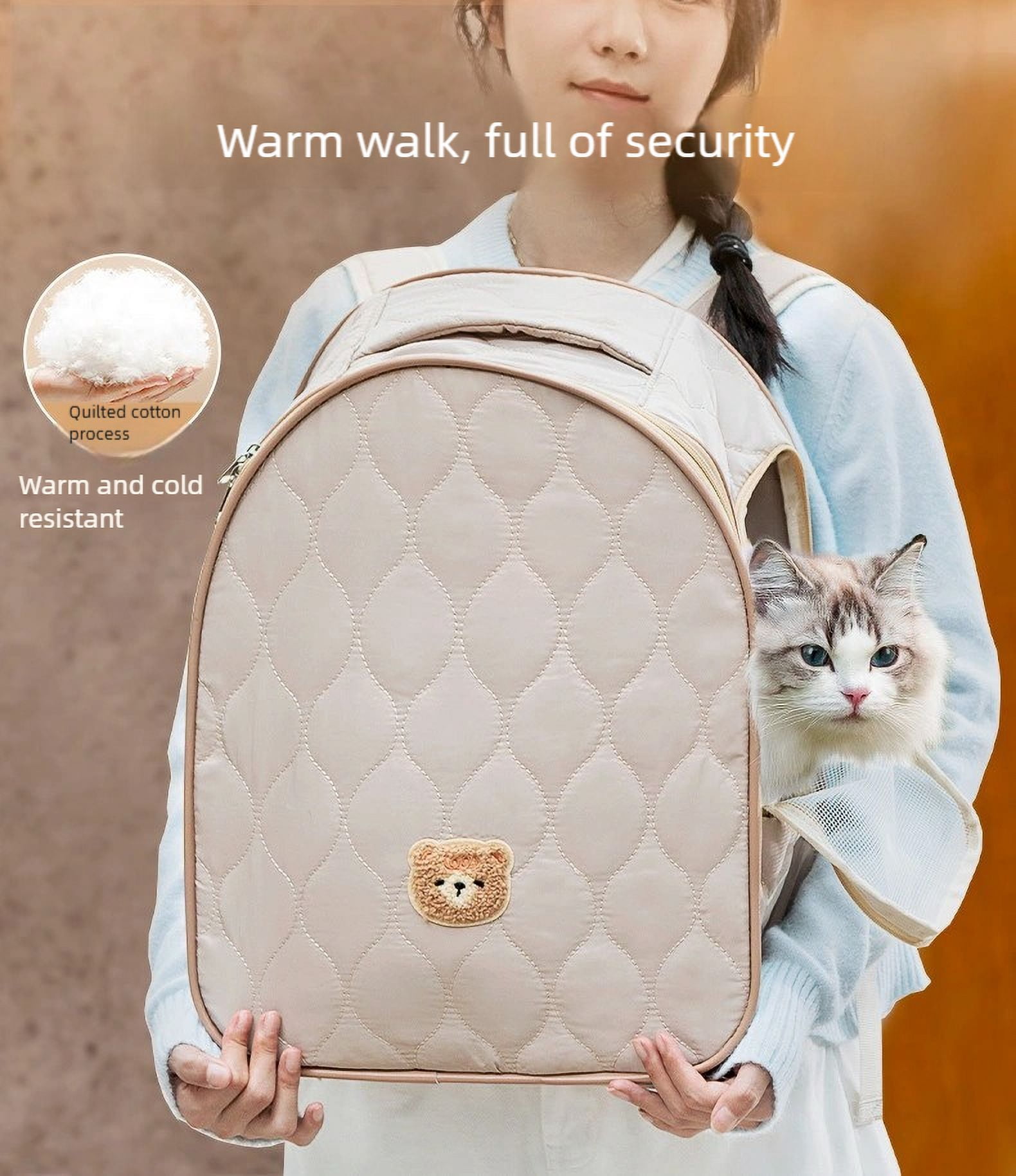 Pet Backpack Carrier Dog Portable Cat Bag - Warm, Safe & Spacious for Cats (20lbs) & Dogs (16lbs), All-Season Travel