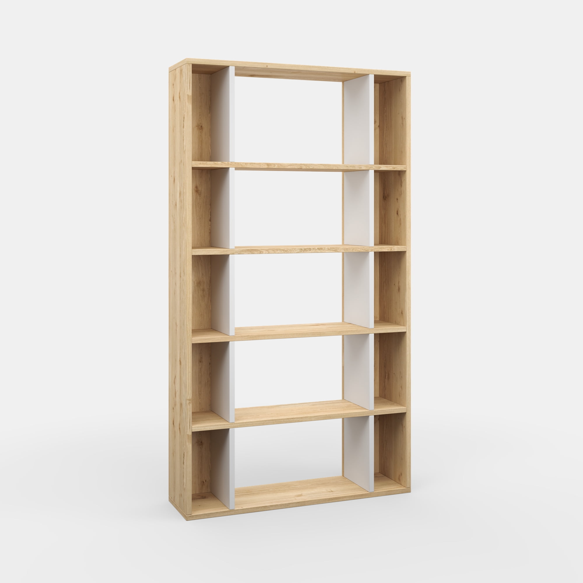 Ada Home Decor Sanborn Multiple Tier Open Shelf Modern Bookcase, Oak/White