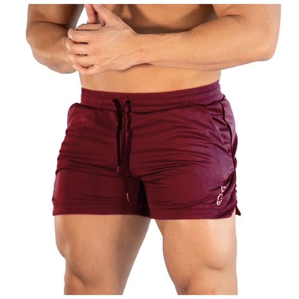 Pantalones cortos deportivos a juego para hombre, con cintura elástica, poliéster, para verano