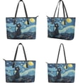thumbnail image 3 of TSOVTHRID Black Cat Starry Night Print Tote Bag with Purse Lightweight Leather Handbag and Wallet Set for Women Waterproof Totes Top Handle Handbag with Matching Purse, Blue, 3 of 7