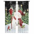 thumbnail image 2 of Black Snowman Christmas Sheer Curtains 108 Inches Long, Green Xmas Tree Snowflake Winter Light Filtering Window Curtains for Living Room, Rod Pocket Voile Sheer Curtain Drapes, 52"Wx108"L, 2 Panels, 2 of 9