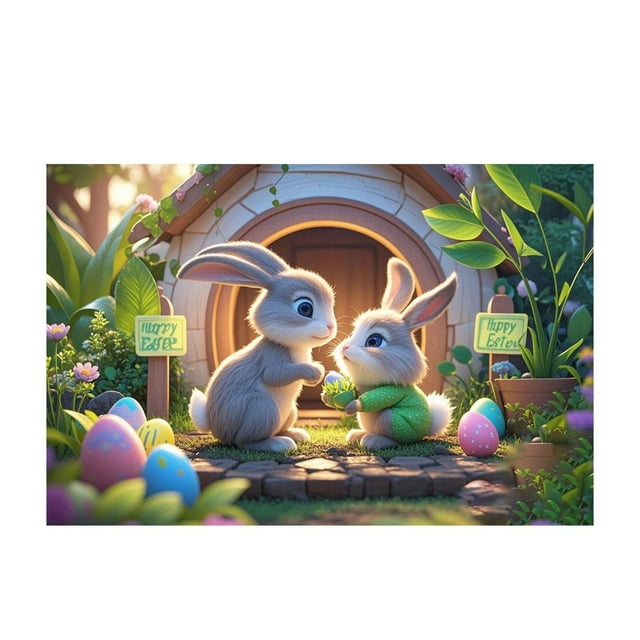 Soft Velvet Easter Bunny Pattern Carpet Festive Home Decoration Cute Must-Have Item 40X60CM for Warm Atmosphere