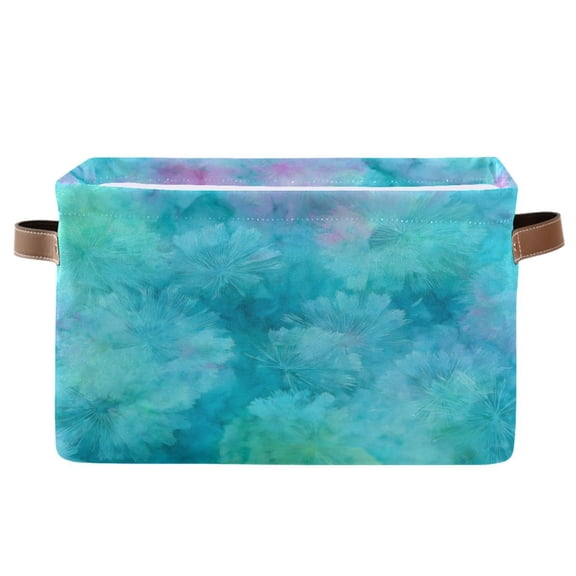 1-Pack Square Closet Organizers with Handles Open Basket Bins Pastel Blue Dandelions Storage Basket for Home Office