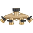 thumbnail image 1 of Rawiri Boquilla divisora de tubo de manguera de 4 vías de latón de 3/4 pulgadas, conector adaptador de manguera de jardín, conectores de grifo para riego de jardín (rosca europea), 1 of 8