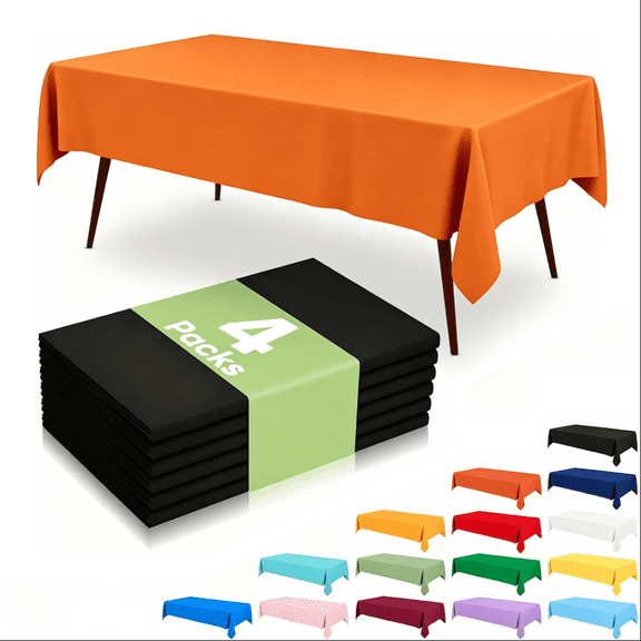 Lksixu 4 Pack Disposable Table Cloth, 54x72 Inch Rectangle Plastic Table Cover, Waterproof & Oil-Proof Solid Color Decorative Tablecloths, Stain-Resistant Wipeable Table Protector for Party Picnic
