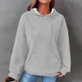 thumbnail image 2 of Ashirexll Womens Hoodies, Oversized Hoodies for Women, Ladies' Solid Color Plaid Hooded Sweatshirts Round Neck Long Sleeve Tops, 2 of 5