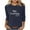 Blue, variant on Women's Casual Fashion Print Brushed Ribbed Round Neck 3/4 Sleeve T-shirt Pullover Top / 3/4 Sleeve Round Neck Top / Women's Top