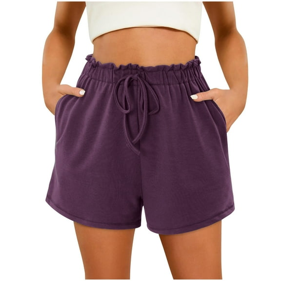 BLVB Shorts for Women Summer Fashion Outfits Drawstring Waist Loose Casual Lounge Beach Shorts with Pockets