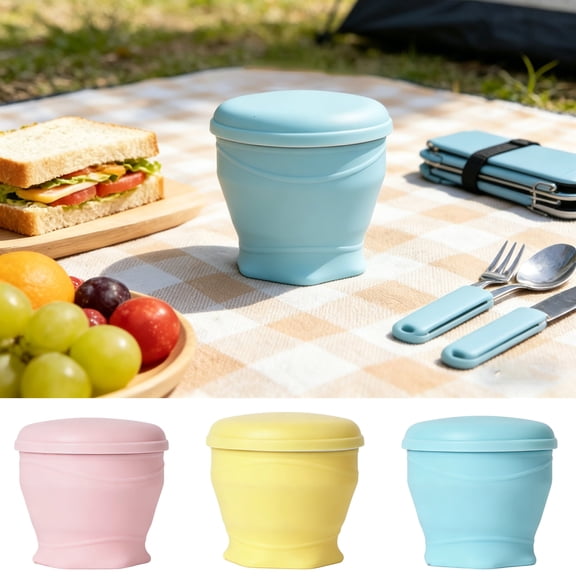 Collapsible Silicone Cup with Lid, 180ml Portable Food Grade Foldable Silicone Water Cup, Portable Cup for Travel,Camping, Hiking,Outdoor Sports (Sky Blue)