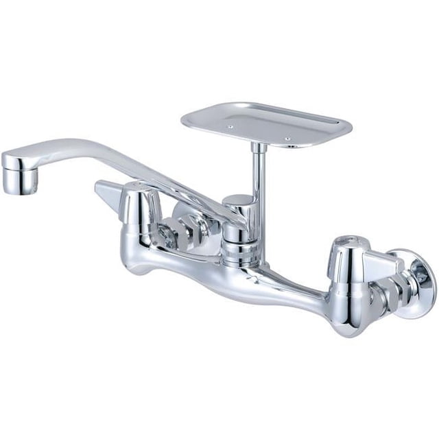 Central Brass 0048-UA6 Two Handle Wall Mount Kitchen Faucet, Chrome