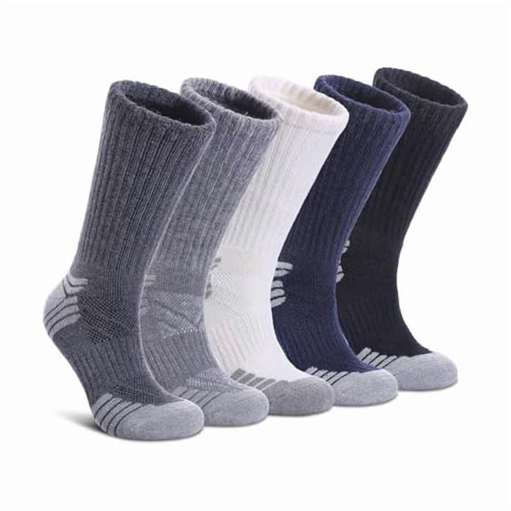 Eryueer Merino Wool Hiking Socks for Women Men Thermal Winter Warm Boot Socks Athletic Work Cozy Cushion Socks 5 Pairs