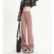 thumbnail image 2 of Pantalones vaqueros de estilo Y2K para mujer, pantalón de cintura alta, doble botonadura, color rosa, con bordes sin rematar, piernas anchas, diseño elástico a la moda, 2 of 5