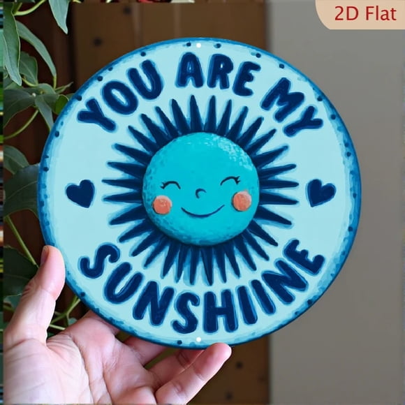 Plaque Murale 2D Plate, 1 Pce Tu Es Mon Soleil Souriant Soleil Cœur Rouge - Panneau Rond Rétro en Aluminium Convenant à la Maison, au Café, à la Déco de Bureau - Cadeau Sentimental 8 X 8 Pouces pour Mariage, Anniversaire, - pour Mur