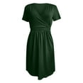 thumbnail image 2 of Vestido de manga corta con cuello en V para mujer - Estampado floral - Largo medio - Verano informal, 2 of 2