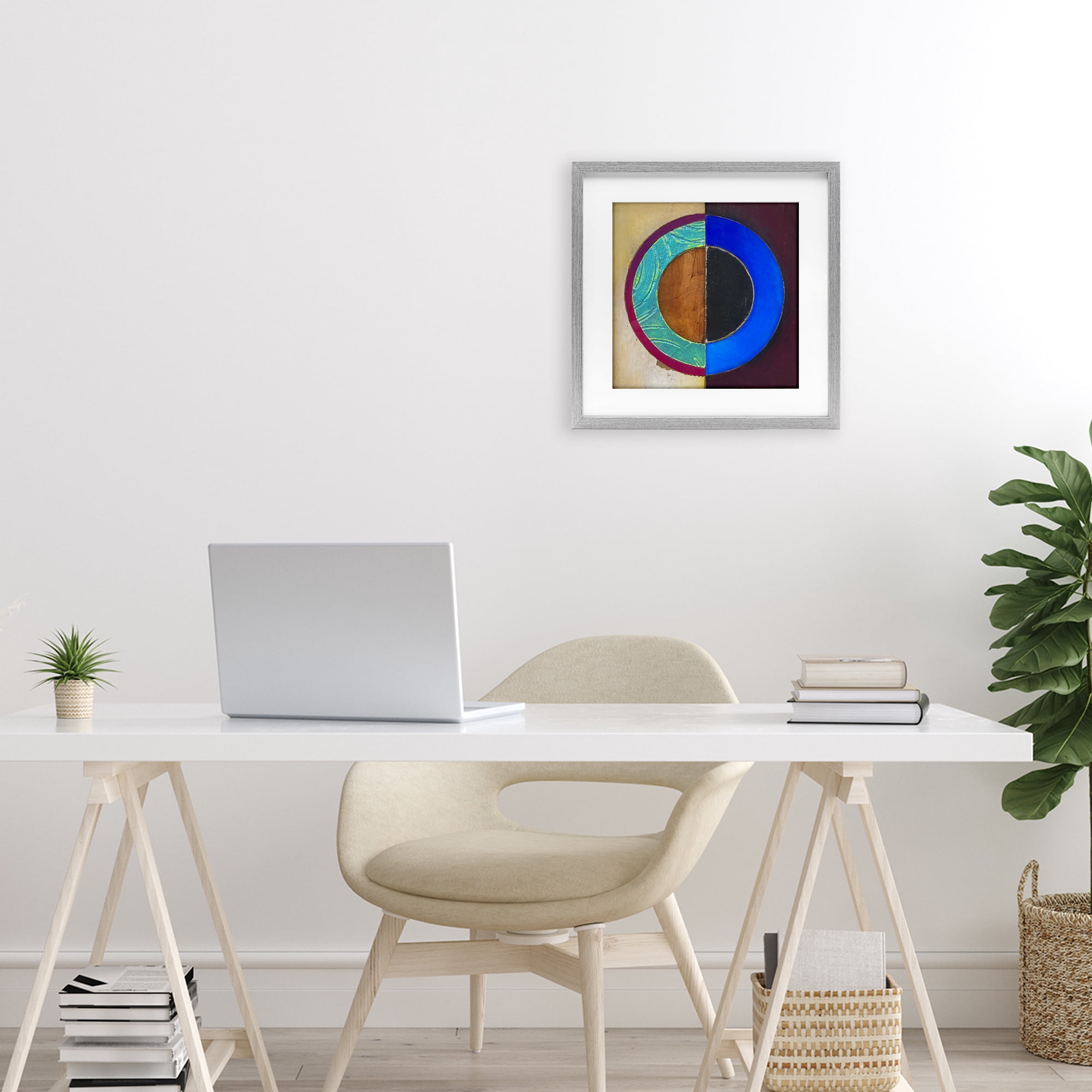 Stupell Industries Nautical Split Circle Gray Framed Print Under Glass, design by Matthew Finger