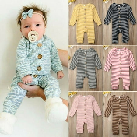 

Kids Boy Girl Stripe Romper Long Sleeve Jumpsuit Playsuit Outfit Clothes Newborn Clothes Fall Clothing Boy Girl Jumpsuit