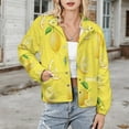 thumbnail image 3 of Jackets for Women Winter Coat Jackets Flannel Stand Collar Jacket(Lemons on Yellow,Size:S-4XL), 3 of 7