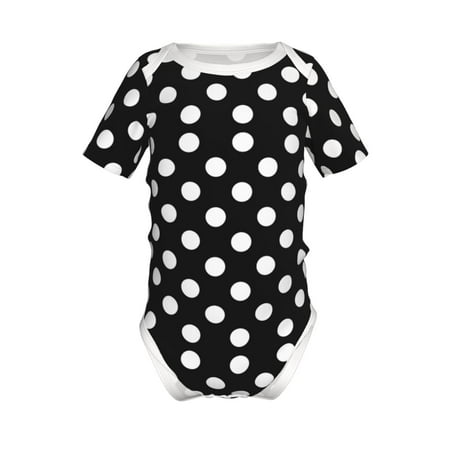 

Adobk Black and White Polka Dot Print Baby Climbing Clothes Jumpsuit Rompers Classic Rompers Child Short sleeve Bodysuits-2 Years