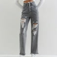 thumbnail image 5 of UYISJ Pants for Women Trendy Vintage Wide Leg Flat Front Lounge Jeans Pants Casual Baggy High Waist Regular Fit Denim Work Pants Gray S, 5 of 7