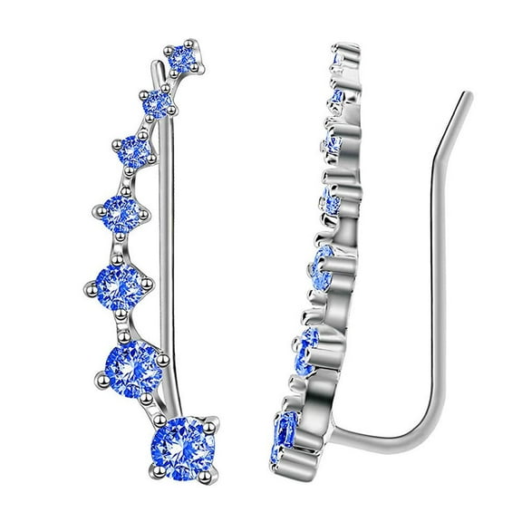 Long Bar Ear Cuff Climber CZ Stud Earrings Silver Rose Gold -2023, Q7Y8