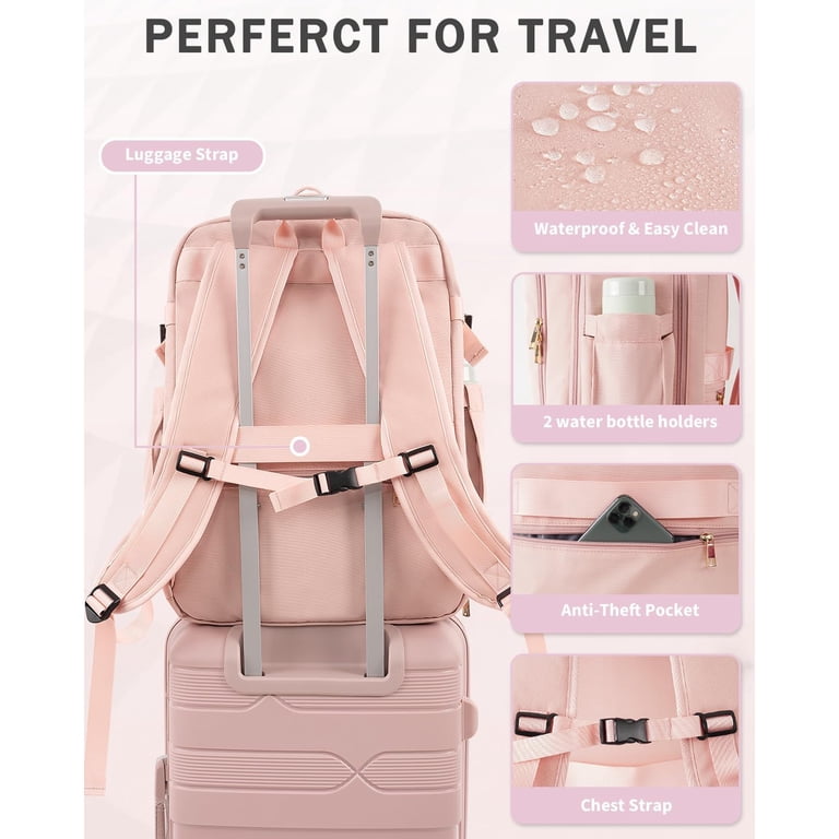 Pink Women\'s Travel Backpack — Organized Everyday Carry Amazon.com: Velaybor 40L Travel Backpack, Water-Resistant  main image 4