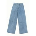thumbnail image 4 of vigerkar Wide Leg Jeans for Women Mid Waist Baggy Stitch Decor Denim Washed Pants (Blue, S), 4 of 5