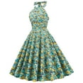thumbnail image 1 of Femmes Robes Formelles Rétro Classique Floral Licol Cou Élégante Robe Mi-Longue Robes de Retour, 1 of 8