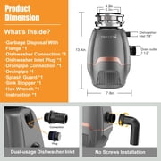 Trifecte 3/4HP Garbage Disposal, 3800RPM DC Motor Continuous Feed Food Waste Disposal with Power Cord
