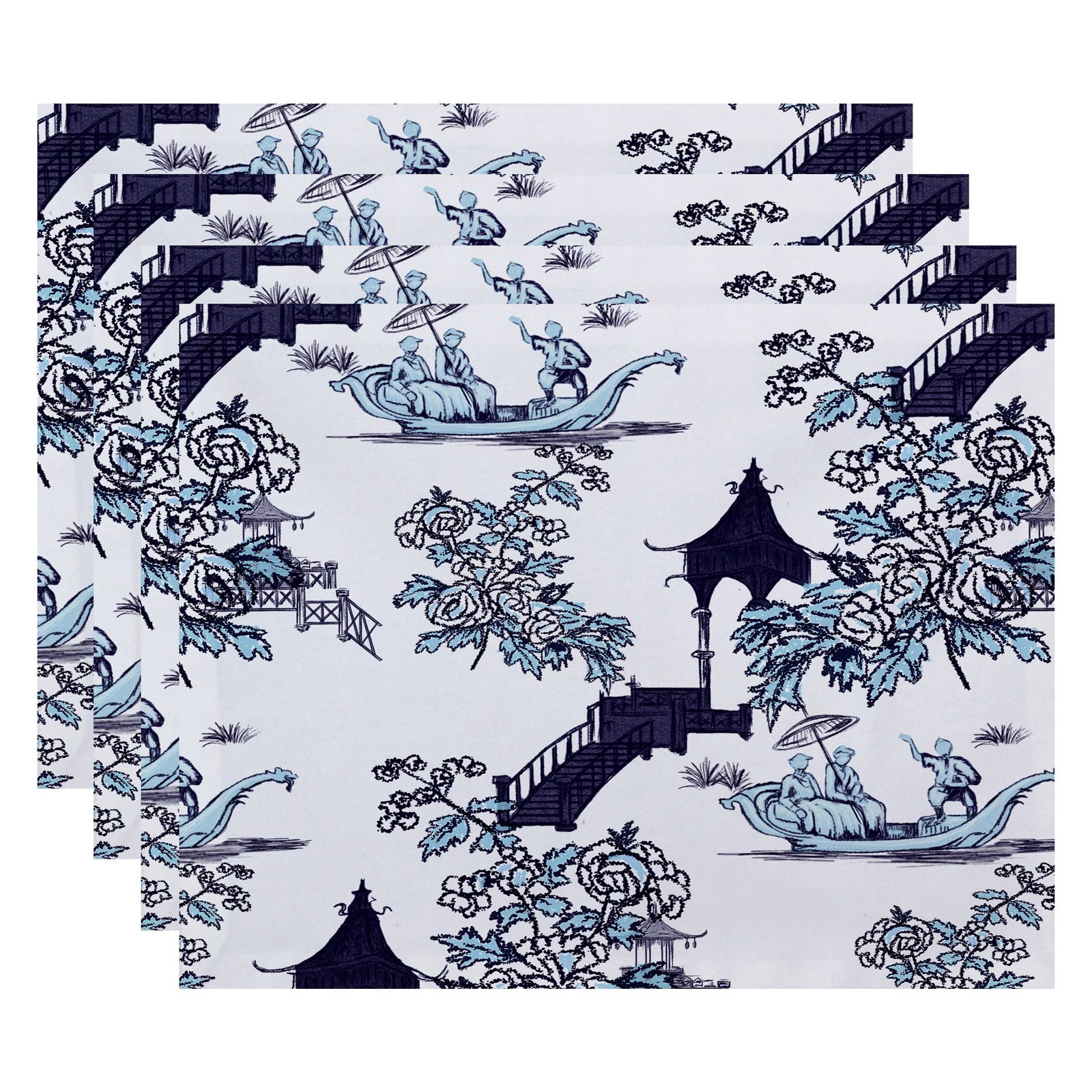 Simply Daisy, 18 x 14 Inch China Old Floral Print Placemat (set of 4), Purple