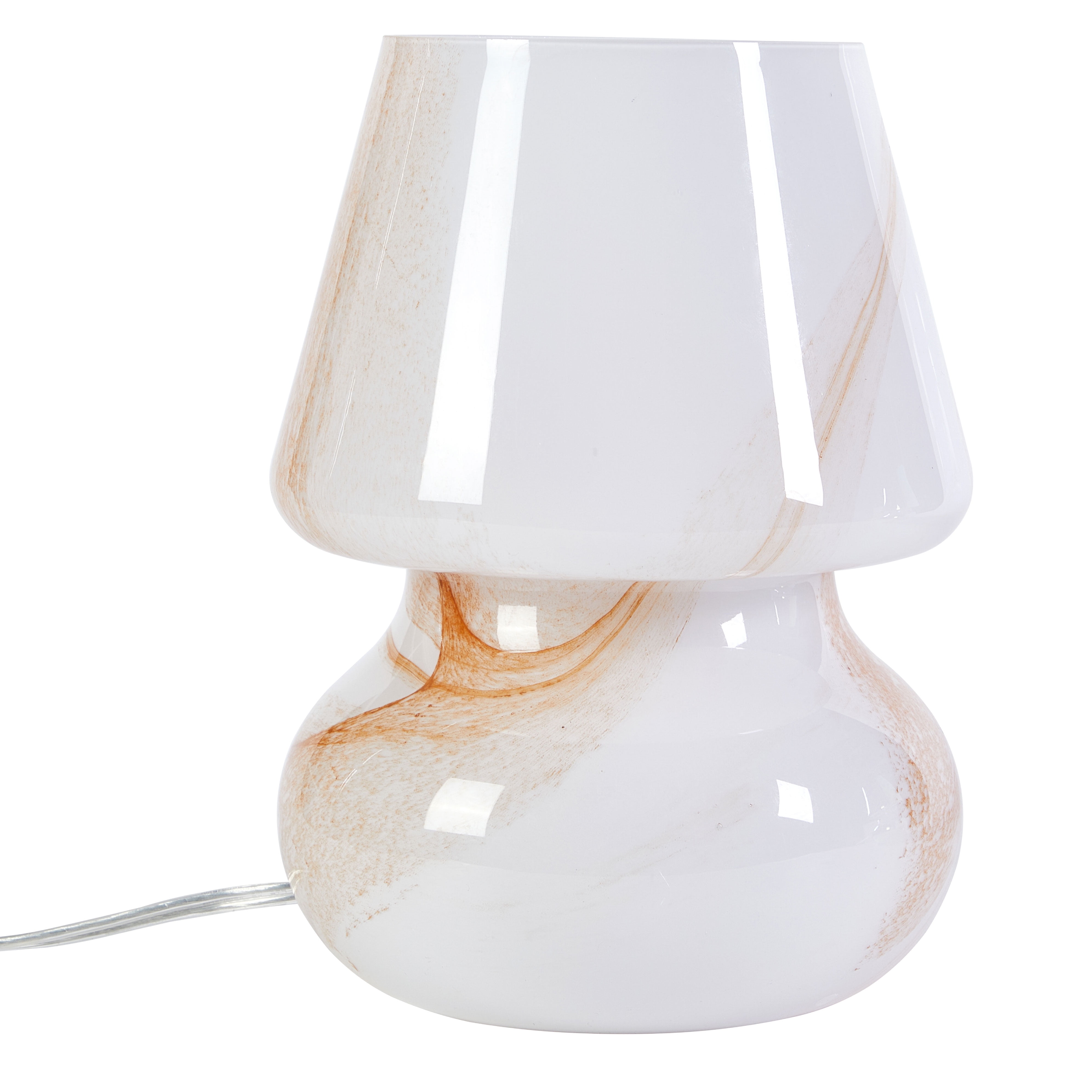 Urban Shop Brown Marble Glass Mushroom Lamp, 10" H x 7.5" W, Plug in