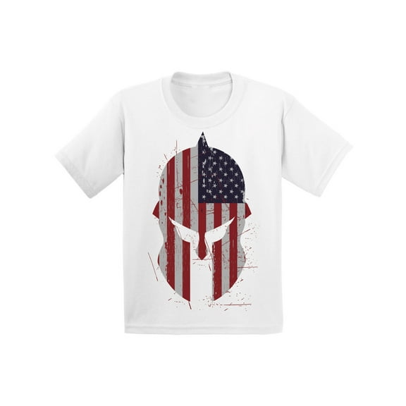 Awkward Styles Spartan Helmet T Shirt American Flag Kids T-shirt Patriotic Shirts for Kids Novelty Graphic Tee Shirt Tops